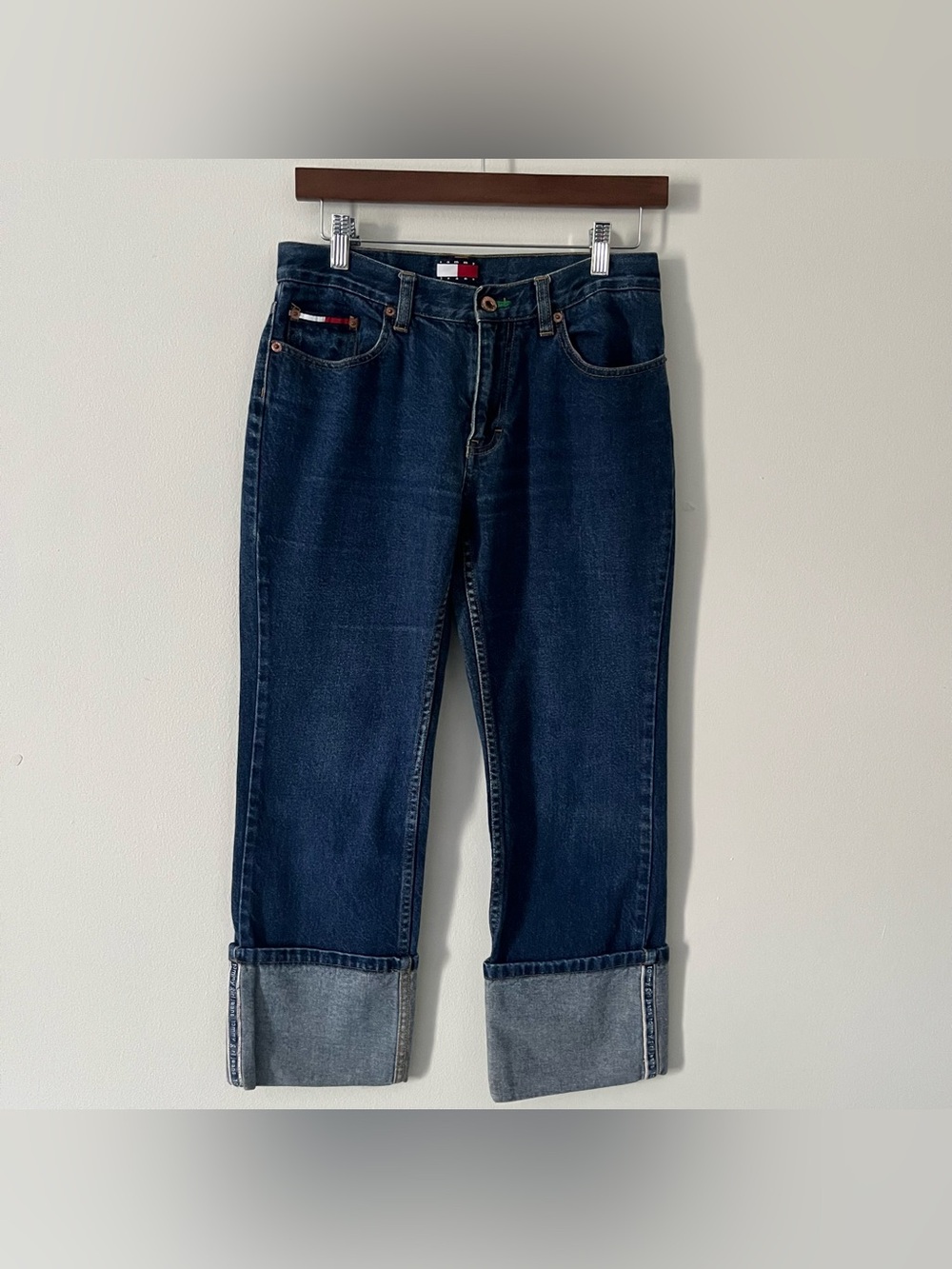 Vintage Y2K Tommy Hilfiger Tommy Girl Cropped Jeans Deep Cuff 2001 29 x 25 Jrs 7